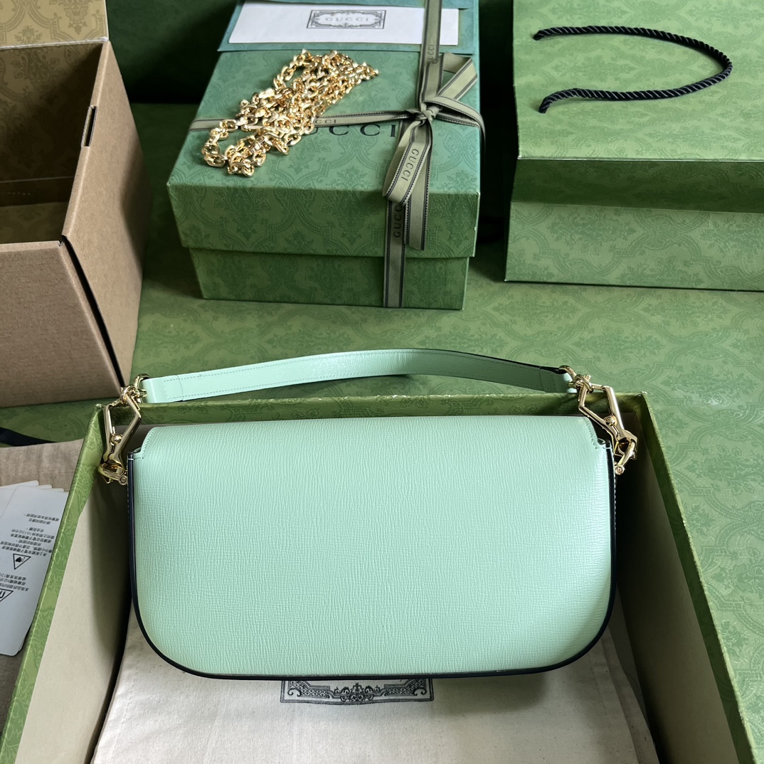 Gvc*1 horsebit 1955 small green leather 735178 - 24×13×6 cm