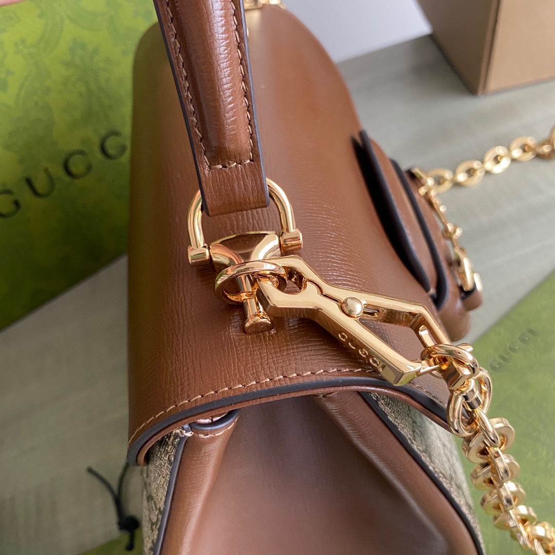 Gvc*1 horsebit 1955 small bag brown beige 703848 - 22x16x10.5cm