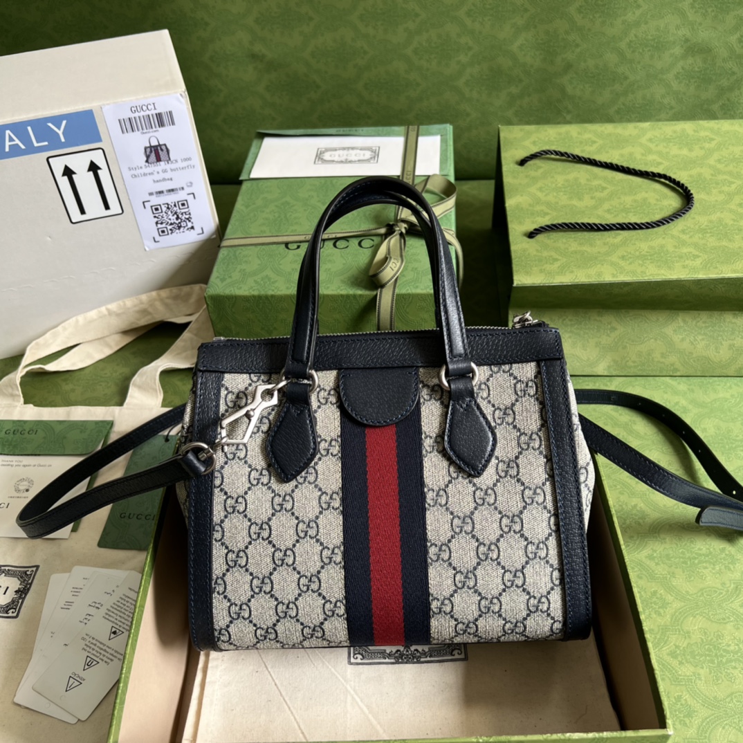 Gvc*1 ophidia small gg tote bag black leather 547551 - 25 x 22 x 12cm