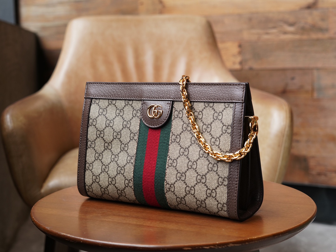 Gvc*1 ophidia gg small shoulder bag brown leather 503877   - 26x17.5x8cm