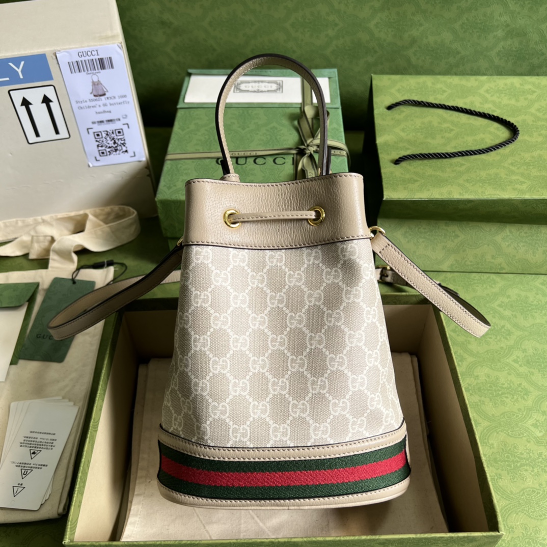 Gvc*1 ophidia small gg bucket bag oatmeal leather 550621 - 20.5 x 26 x 11cm