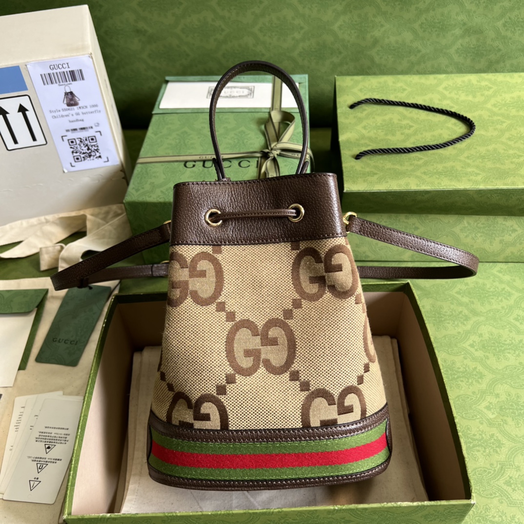 Gvc*1 ophidia small gg bucket bag brown leather 550621 - 20.5 x 26 x 11cm