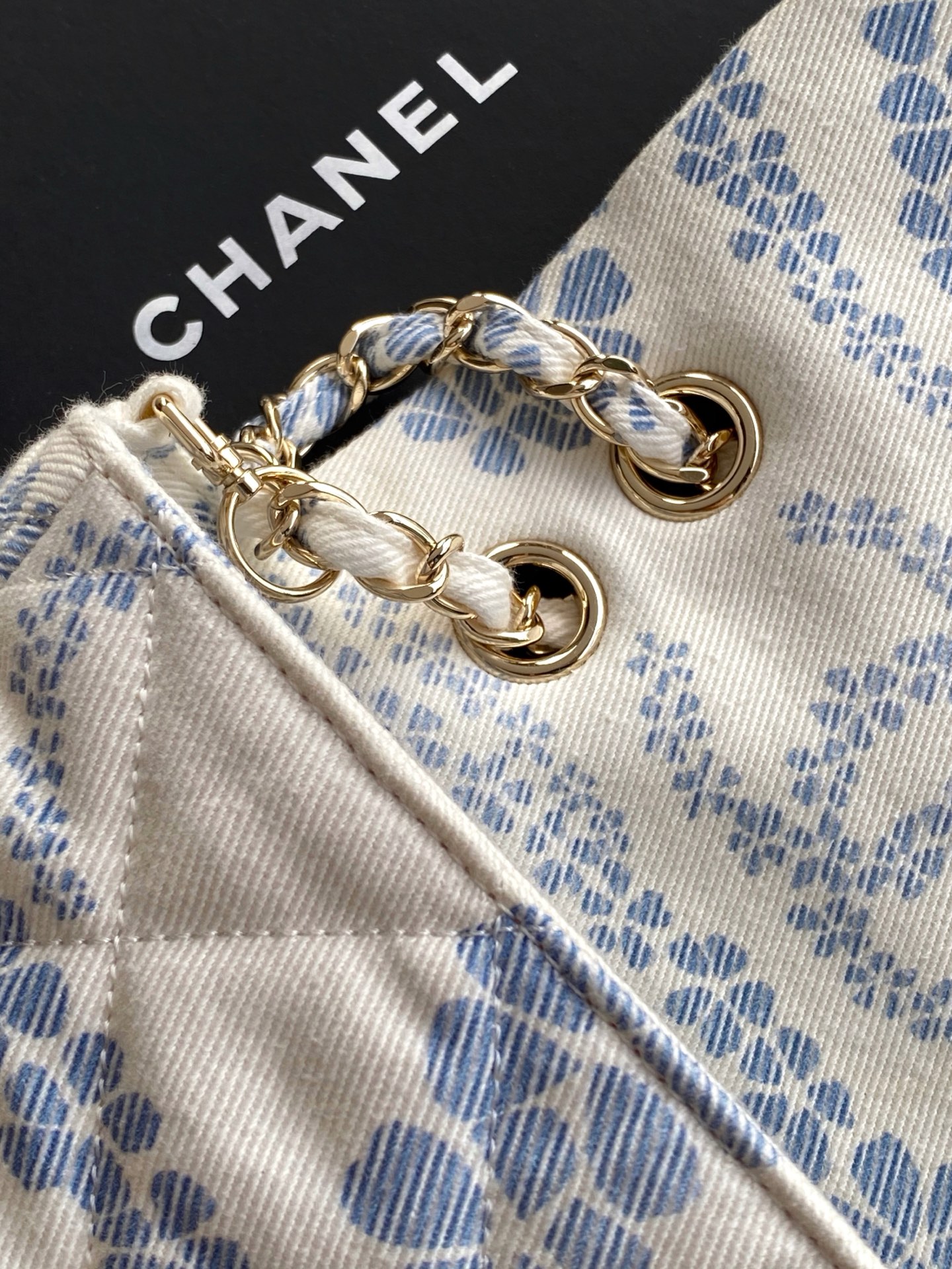Ch**el 2025 new style flap blue 25cm